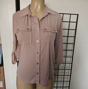 Ellen Tracy Mauve Button-Down Shirt